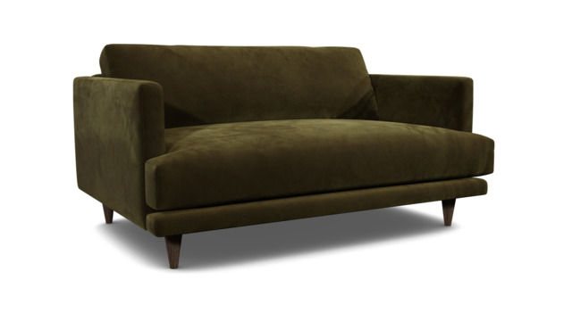 Green Linen Loveseat Armchair - Modern Snuggle Cuddler Custom Arm Chair - Middleton Range - image 1