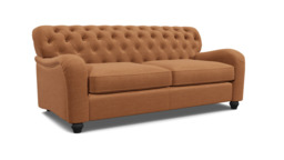 Orange Velvet 3 Seater Sofa - Traditional Button Back Custom Sofa In Stain Resistant Velvet - Bakewell Range