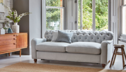 Orange Velvet 3 Seater Sofa - Traditional Button Back Custom Sofa In Stain Resistant Velvet - Bakewell Range - thumbnail 2