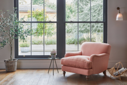Pink Velvet Armchair - Traditional Accent Custom Arm Chair In Stain Resistant Velvet - Evelyn Range - thumbnail 2