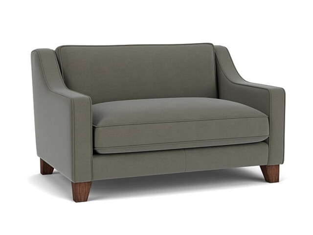 Grey Fabric Loveseat Armchair - Modern Snuggle Cuddler Custom Arm Chair In Easy Clean Fabric - Banbury Range - image 1