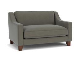 Grey Fabric Loveseat Armchair - Modern Snuggle Cuddler Custom Arm Chair In Easy Clean Fabric - Banbury Range