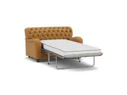 Orange Velvet Loveseat Armchair Sofabed - Traditional Chesterfield Style Single Chair Bed In Stain Resistant Velvet - Bakewell Range
