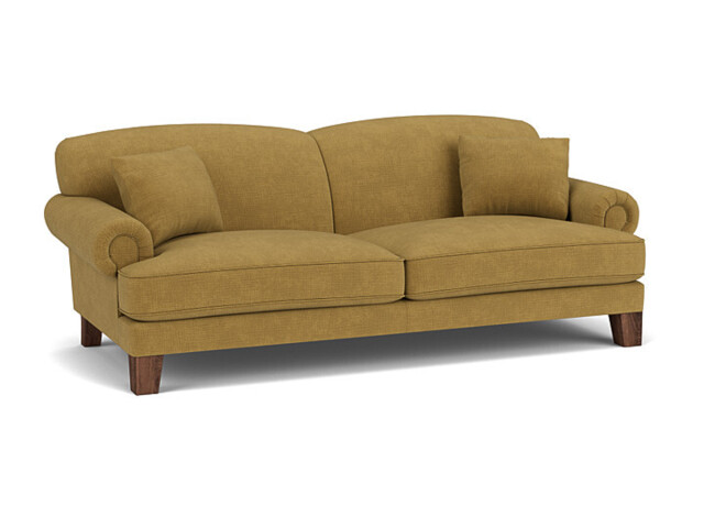 Yellow Velvet 4 Seater Sofa - Traditional Style Custom Sofa In Stain Resistant Velvet - Thatcham Range - image 1