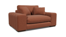 Red Velvet Loveseat Armchair - Modern Snuggle Cuddler Custom Arm Chair In Easy Clean Velvet - Epping Range - thumbnail 1