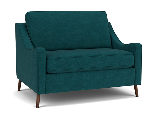 Teal Velvet Loveseat Armchair - Modern Snuggle Cuddler Custom Arm Chair In Stain Resistant Velvet - Weymouth Range - image 1