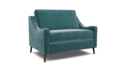 Teal Velvet Loveseat Armchair - Modern Snuggle Cuddler Custom Arm Chair In Stain Resistant Velvet - Weymouth Range