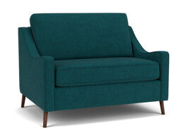 Teal Velvet Loveseat Armchair - Modern Snuggle Cuddler Custom Arm Chair In Stain Resistant Velvet - Weymouth Range