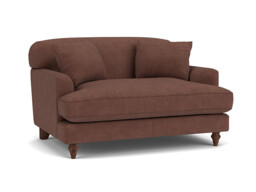 Purple Velvet Loveseat Armchair - Traditional Snuggler Cuddler Custom Arm Chair In Easy Clean Velvet - Galloway Range