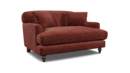 Purple Velvet Loveseat Armchair - Traditional Snuggler Cuddler Custom Arm Chair In Easy Clean Velvet - Galloway Range
