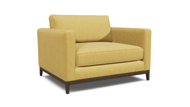Yellow Velvet Loveseat Armchair - Modern Snuggle Cuddler Custom Arm Chair In Stain Resistant Velvet - Darwin Range - image 1