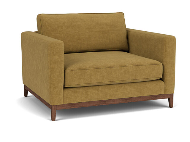 Yellow Velvet Loveseat Armchair - Modern Snuggle Cuddler Custom Arm Chair In Stain Resistant Velvet - Darwin Range - image 1