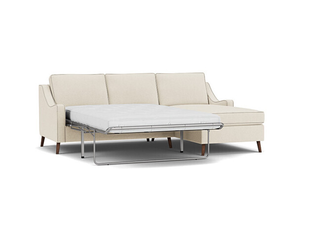 Mid-Century Weymouth 3 Seater White Chaise Sofa Bed, 170+ Customisation Options, UK Crafted - Darlings of Chelsea - image 1