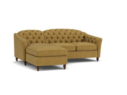 Yellow 2 Seater Corner Sofa - Traditional Chesterfield Style Fabric Luxury Premium Corner Sofa - Payton Range - thumbnail 1