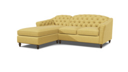 Yellow 2 Seater Corner Sofa - Traditional Chesterfield Style Fabric Luxury Premium Corner Sofa - Payton Range