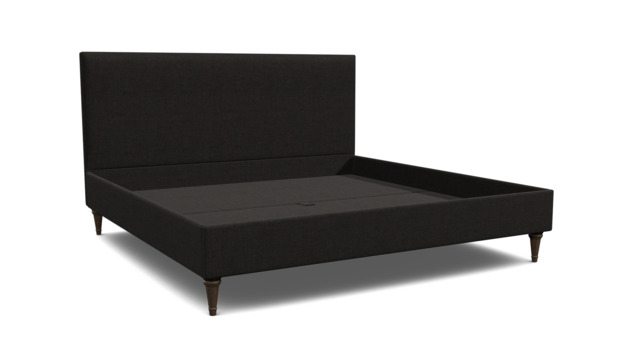 Black Velvet Emperor Size Bed Frame - Traditional Low End With Large Headboard In Easy Clean Velvet - Yarnmouth Range - image 1