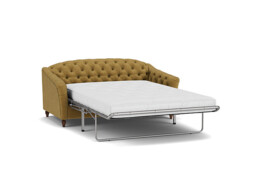 Yellow Velvet 3.5 Seater Sofabed - Traditional Fold Out Custom Sofa Bed In Stain Resistant Velvet - Payton Range - thumbnail 1
