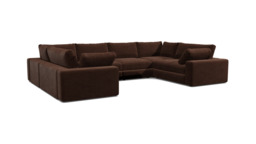 Brown Velvet U Shaped Sofa - Modren U Shape Corner Custom Sofa In Easy Clean Velvet - Purley Range - thumbnail 1