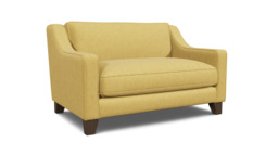 Yellow Velvet Loveseat Armchair - Modern Snuggle Cuddler Custom Arm Chair In Stain Resistant Velvet - Banbury Range