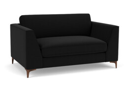 Black Velvet Loveseat Armchair - Modern Snuggle Cuddler Custom Arm Chair In Easy Clean Velvet - Clapham Range - thumbnail 1