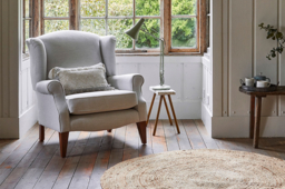 Brown Velvet Wingback Armchair - Traditional Accent Custom Arm Chair In Easy Clean Velvet - Otley Range - thumbnail 3