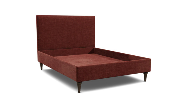Purple Velvet Double Bed Frame - Traditional Low End With Large Headboard In Easy Clean Velvet - Yarnmouth Range - image 1