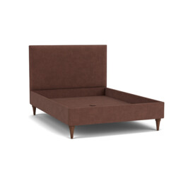 Purple Velvet Double Bed Frame - Traditional Low End With Large Headboard In Easy Clean Velvet - Yarnmouth Range