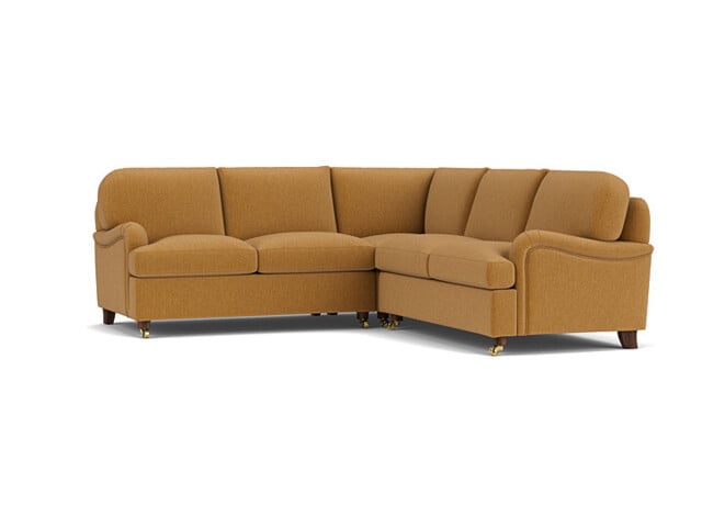 Orange Velvet 2X2 Seater Corner Sofa - Traditional Style Custom Sofa In Stain Resistant Velvet - Helston Range - image 1