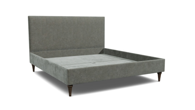 Grey Fabric Super King Size Bed Frame - Traditional Low End With Large Headboard In Easy Clean Fabric - Yarnmouth Range - image 1