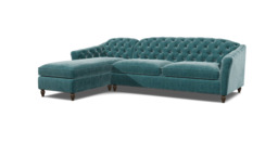 Teal 3.5 Seater Corner Sofa - Traditional Chesterfield Style Fabric Luxury Premium Corner Sofa - Payton Range