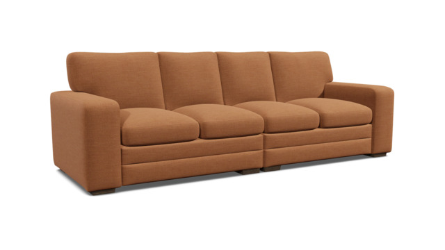 Orange Velvet 4.5 Seater Sofa - Modern Style Custom Sofa In Stain Resistant Velvet - Sloane Range - image 1