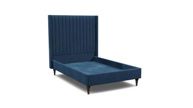 Blue Velvet Double Bed Frame - Modern Style Bed With Headboard In Easy Clean Velvet - Wokingham Range - image 1