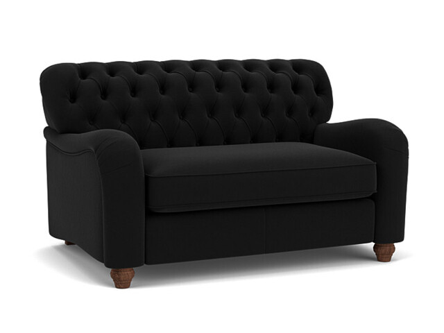 Black Velvet Loveseat Armchair - Traditional Snuggler Cuddler Custom Arm Chair In Easy Clean Velvet - Bakewell Range - image 1