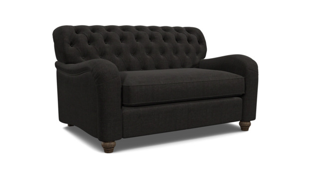 Black Velvet Loveseat Armchair - Traditional Snuggler Cuddler Custom Arm Chair In Easy Clean Velvet - Bakewell Range - image 1
