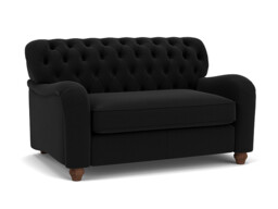 Black Velvet Loveseat Armchair - Traditional Snuggler Cuddler Custom Arm Chair In Easy Clean Velvet - Bakewell Range - thumbnail 1