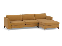 Orange Velvet 2 Seater Sofa With Chaise - Modern Style Custom Sofa In Stain Resistant Velvet - Clapham Range - thumbnail 1