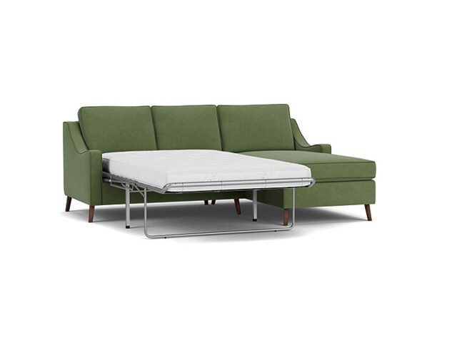 Mid-Century Weymouth 2 Seater Green Chaise Sofa Bed, 170+ Customisation Options, UK Crafted - Darlings of Chelsea - image 1