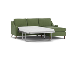 Mid-Century Weymouth 2 Seater Green Chaise Sofa Bed, 170+ Customisation Options, UK Crafted - Darlings of Chelsea - thumbnail 1