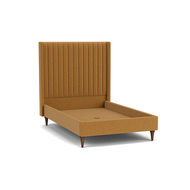 Orange Velvet Double Bed Frame - Modern Style Bed With Headboard In Stain Resistant Velvet - Wokingham Range - image 1