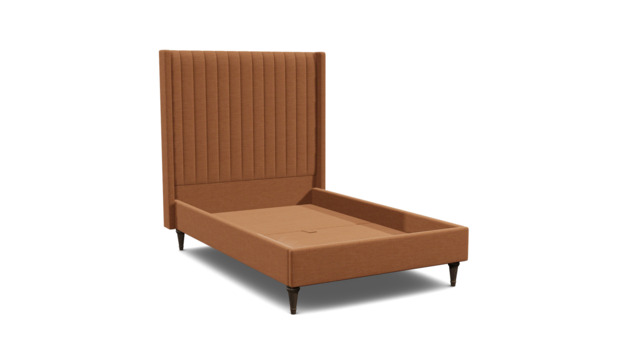 Orange Velvet Double Bed Frame - Modern Style Bed With Headboard In Stain Resistant Velvet - Wokingham Range - image 1