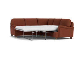Red Velvet 2X2 Seater Corner Sofabed - Traditional Fold Out Custom Sofa Bed In Easy Clean Velvet - Helston Range - thumbnail 1