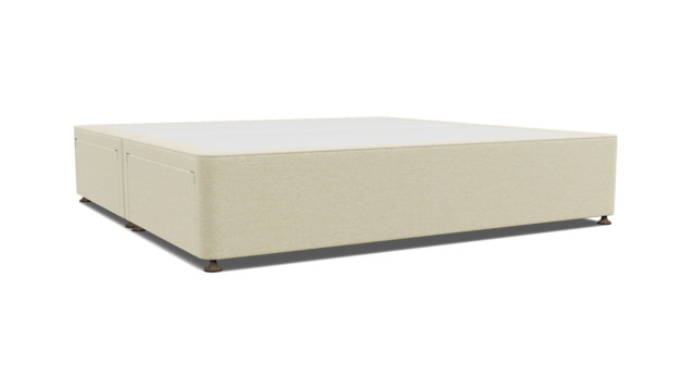 White Chenille Emperor Size Bed Divan - Modern Style Divan Base In Stain Resistant Chenille - Barnsley Range - image 1