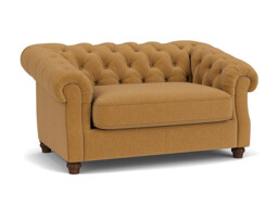 Orange Velvet Loveseat Armchair - Traditional Snuggler Cuddler Custom Arm Chair In Stain Resistant Velvet - Wantage Range