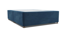 Blue Velvet Double Bed Divan - Modern Style Divan Base In Easy Clean Velvet - Barnsley Range - thumbnail 1