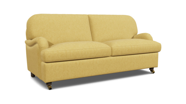 Yellow Velvet 3.5 Seater Sofa - Traditional Style Custom Sofa In Stain Resistant Velvet - Helston Range - image 1