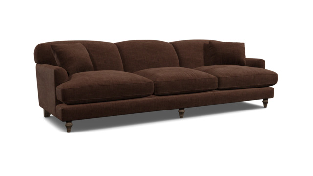Brown Velvet 3 Seater Sofa - Traditional Style Custom Sofa In Easy Clean Velvet - Galloway Range - image 1
