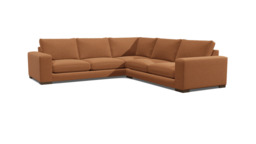 Orange Velvet 4 Seater Corner Sofa - Modern Style Custom Sofa In Stain Resistant Velvet - Ashdown Range