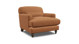Orange Velvet Armchair - Traditional Ladies Custom Arm Chair In Stain Resistant Velvet - Galloway Range