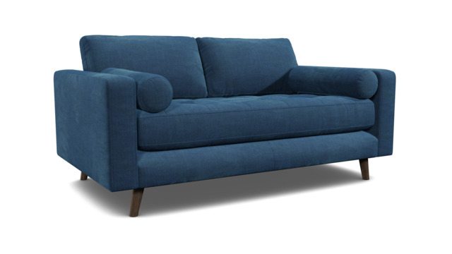 Blue Velvet 2 Seater Sofa - Modern Style Custom Sofa In Easy Clean Velvet - Shoreditch Range - image 1