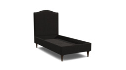 Black Velvet Single Bed Frame - Traditional Low End With Large Headboard In Easy Clean Velvet - Avebury Range - thumbnail 1